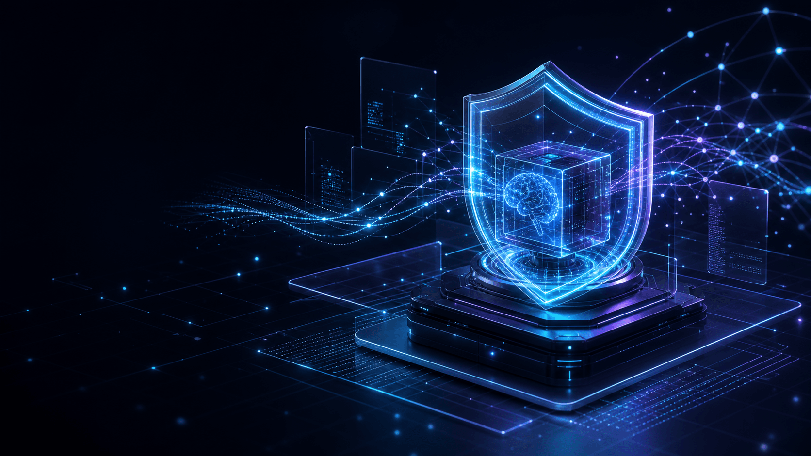 Futuristic AI security core illustration